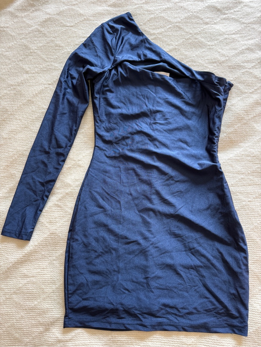 Superdown Navy One-Shoulder Long-Sleeve Bodycon Dress